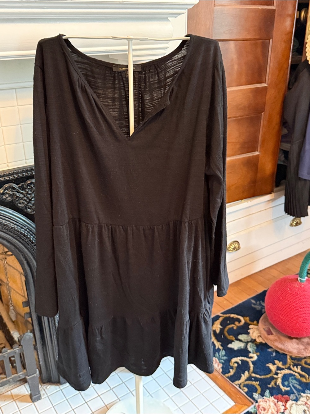 Ellen Weaver Black Long-Sleeve Tiered V-Neck dress- worn about 5 times